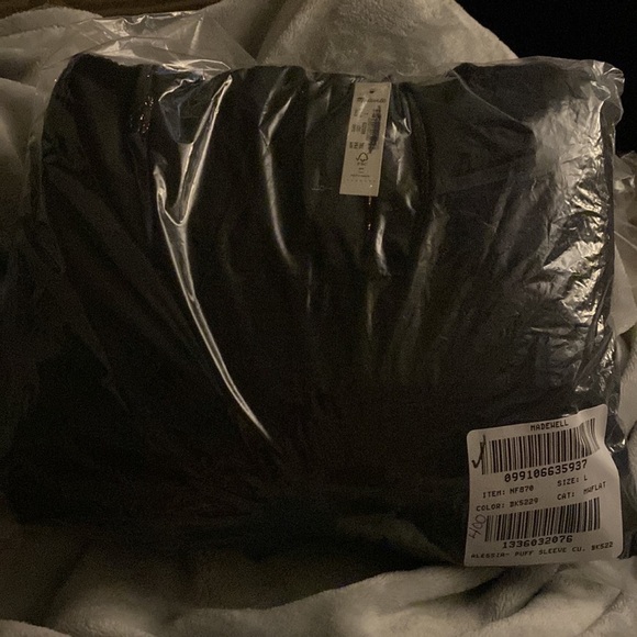 NEW Madewell Seersucker Puff-Sleeve Cutout Mini Dress - Picture 5 of 5